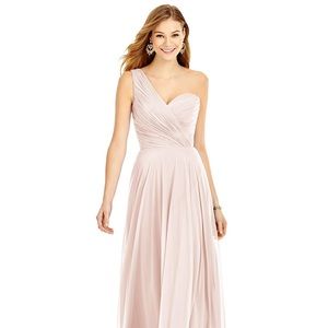 Dessy One-Shoulder Draped Chiffon Maxi Dress - Dani in Blush